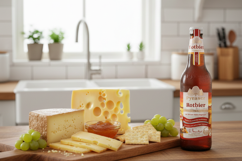 This beer pairs well with rich Emmental or Gouda cheeses - Pyraser Rotbier: A Drop of Afternoon Sunlight, Steeped in the Soul of the Countryside