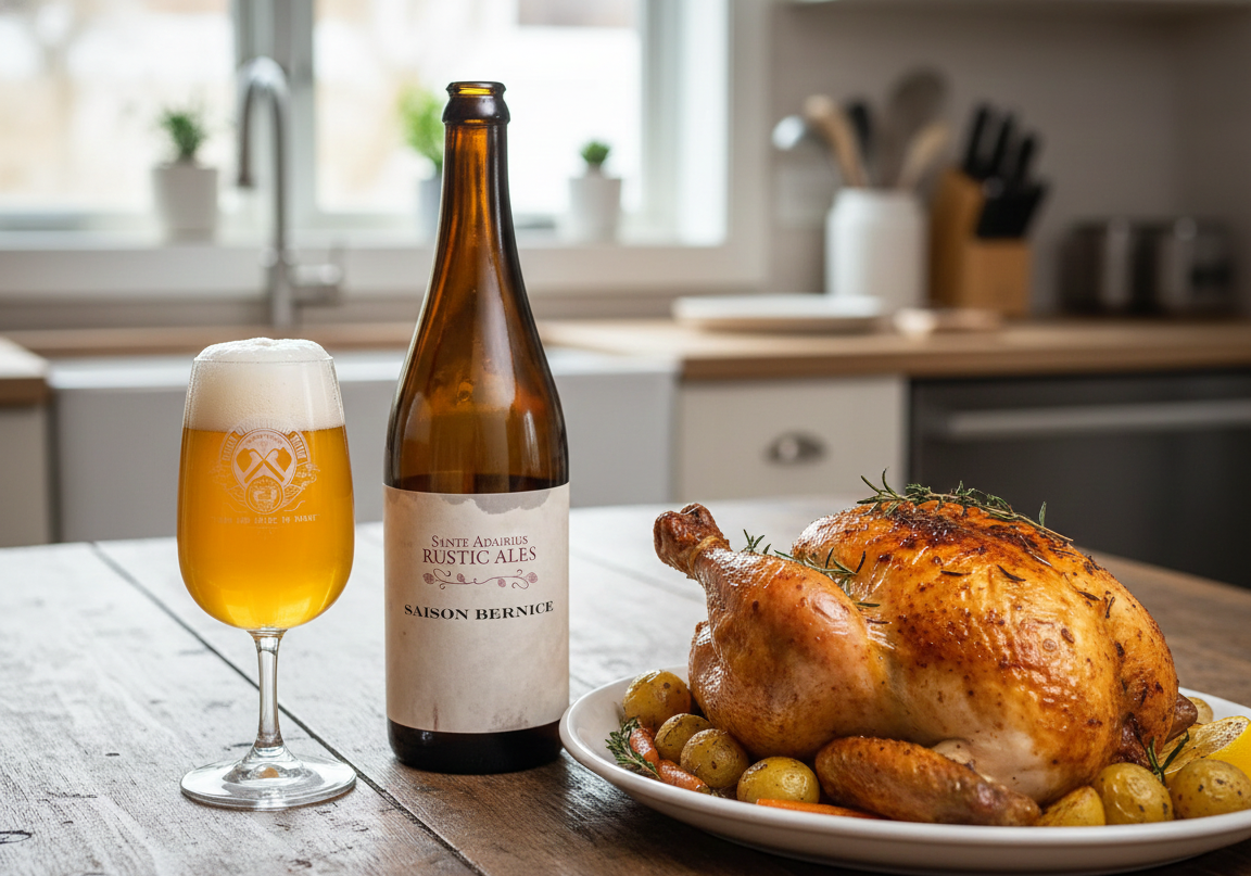 This beer is perfectly suited to be enjoyed with golden-brown, flavorful roasted chicken - Saison Bernice: A Summer Waltz in a Glass