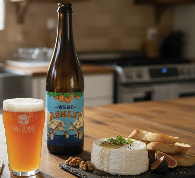 This beer pairs perfectly with fresh cheese - West Ashley: Apricot Flavor in a Vintage Wooden Barrel