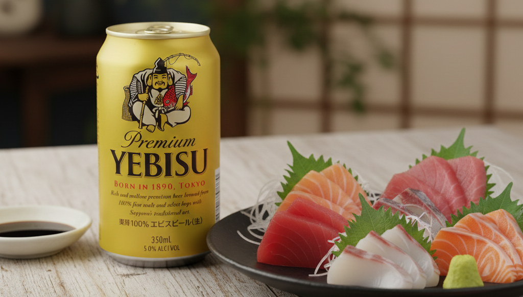 Beer pairs perfectly with delicious fresh sashimi - Yebisu Premium: Intoxicatingly Flavorful Beer from the Land of the Rising Sun