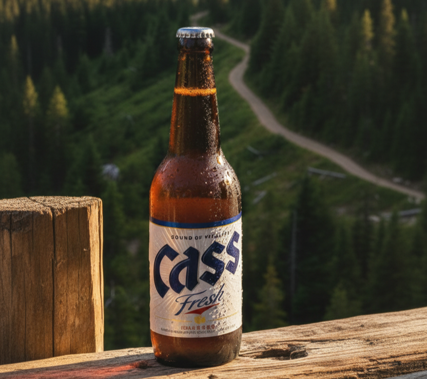 Cass Fresh boasts an impressive design with a striking beer name - Cass Fresh: A Flavor of Culture from the Land of Kimchi.