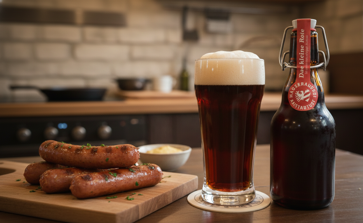 These grilled sausages, with their rich flavor, are a perfect accompaniment to this beer - Rotbier Nuremberg: The Red Spirit Awakens from the Heart of the Old Town.