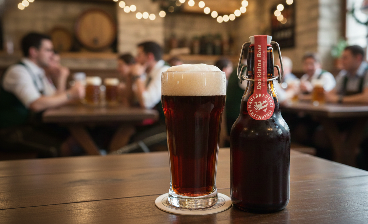 Nuremberg Rotbier has a simple yet incredibly sophisticated bottle design featuring a distinctive red eagle - Rotbier Nuremberg: The Red Spirit Awakens from the Heart of the Old Town