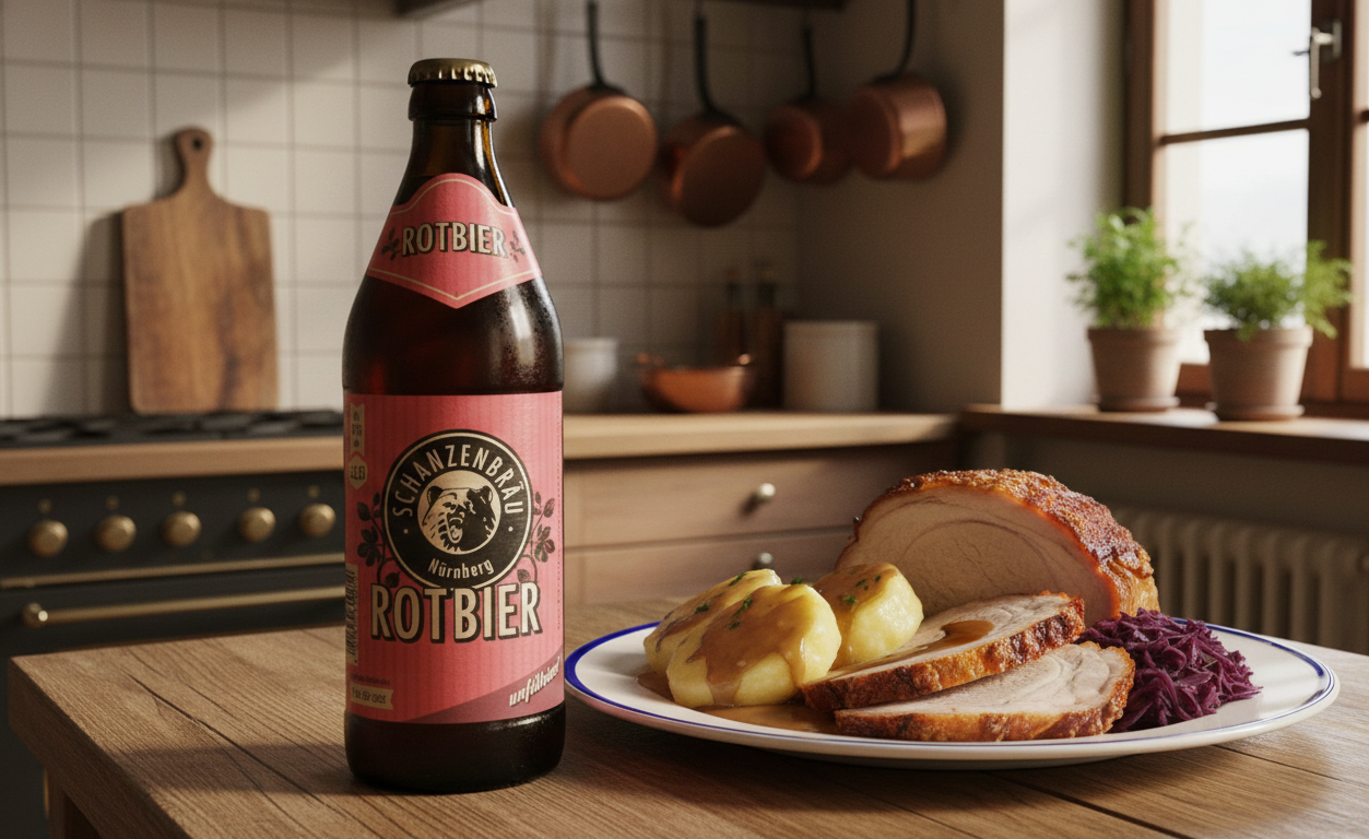 シャンツェンブロイ・ロートは、クリスピーなラム風味のシュヴァイネブラーテン（ベトナムのソーセージの一種）とよく合います - シャンツェンブロイ・ロート：ニュルンベルク旧市街の酔っぱらいの物語