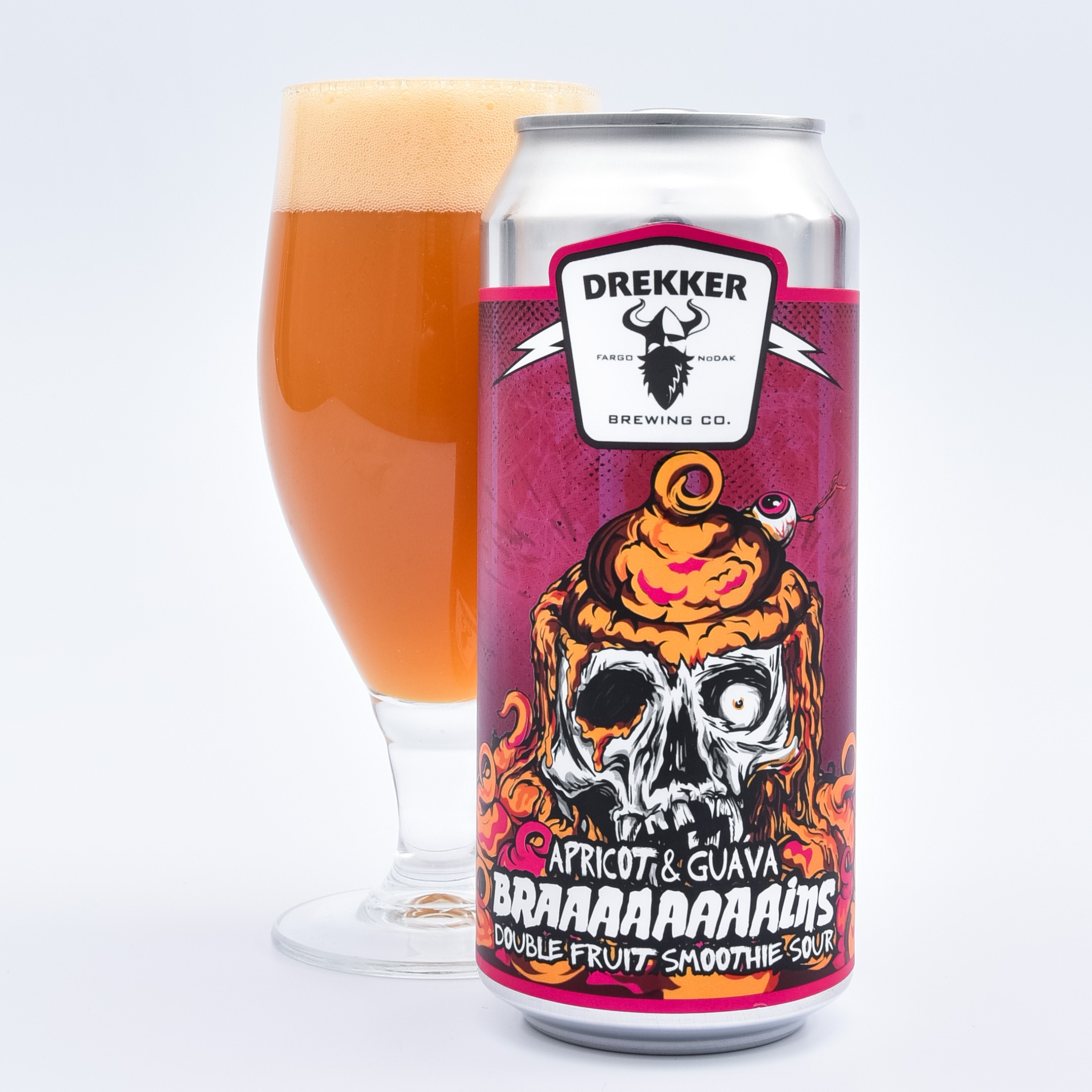 A close-up of the Braaaaaaaains Apricot Guava beer with impressive details - Braaaaaaaains - Apricot & Guava: The Flavor of Apricot and Guava