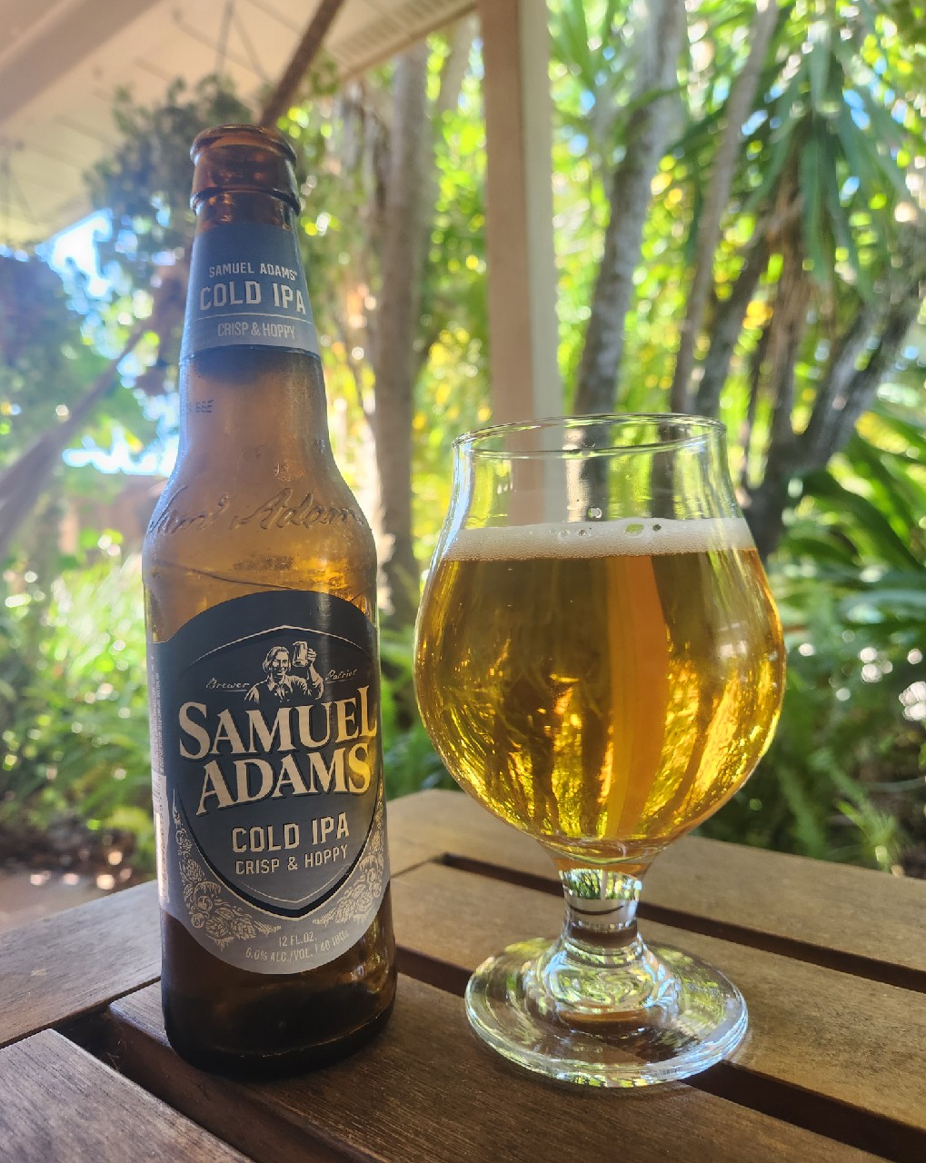 Cold IPA präsentiert sich in einer blauen Flasche, die ein kühles, erfrischendes Gefühl vermittelt – Cold IPA: Tauchen Sie ein in das kalte Bier.