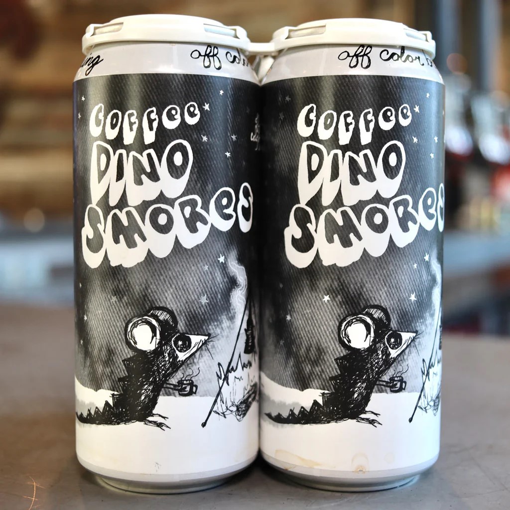 Dino Smores features an impressive design of a mouse walking in the snow - Dino S'mores: The Sweet Declaration of Off Color Brewing