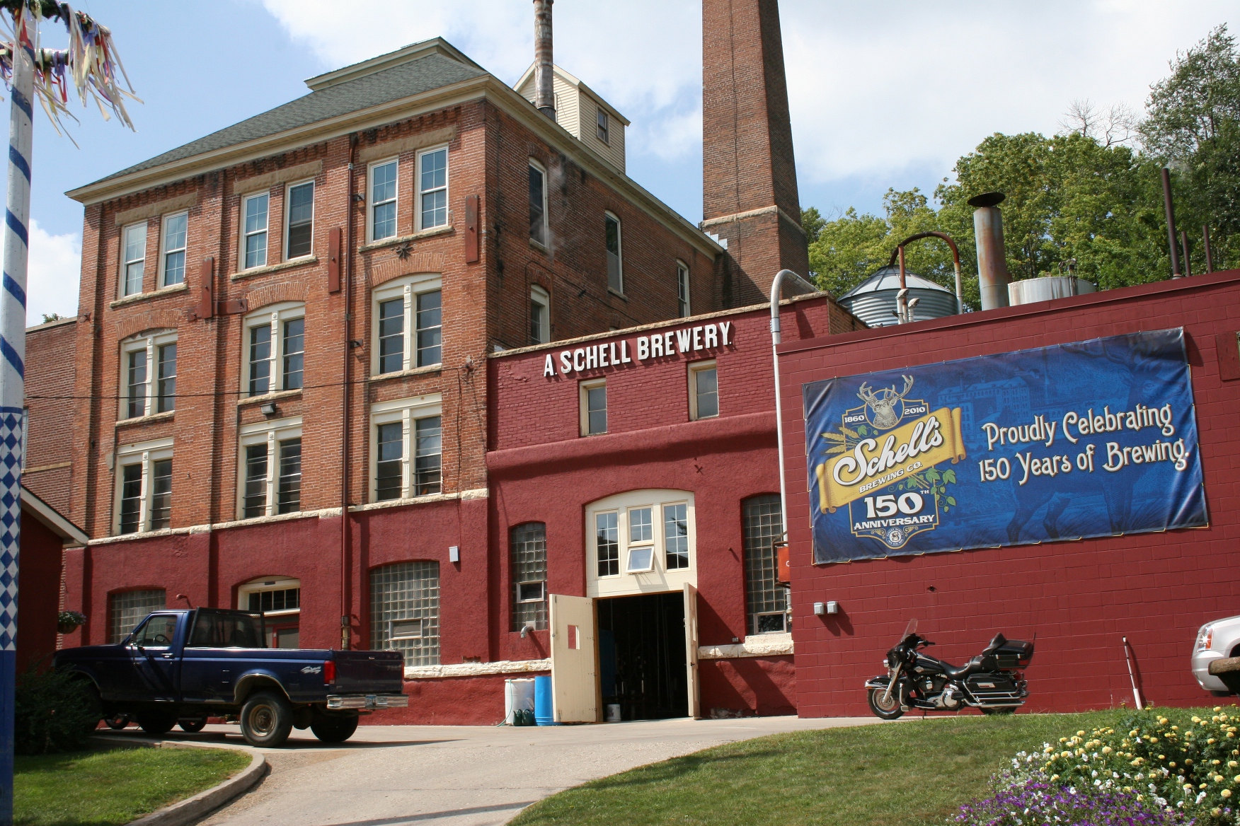 An exterior image of the August Schell Brewing Company in the USA - Fresh Prints Cold IPA: A Masterpiece of 162-Year-Old Intoxicating Brew.
