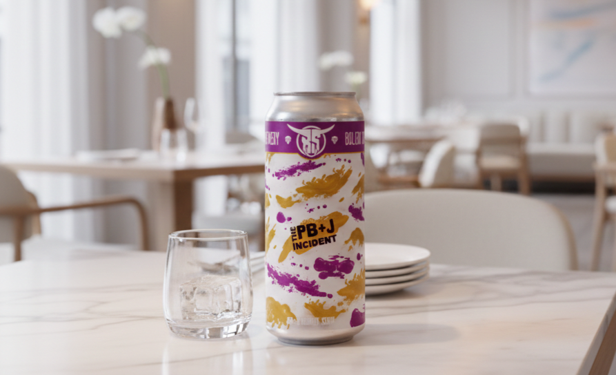 The large image of The PBJ Incident beer bottle has incredibly attractive colors - The PB+J Incident: Sweet Melodies Brewed in Yeast