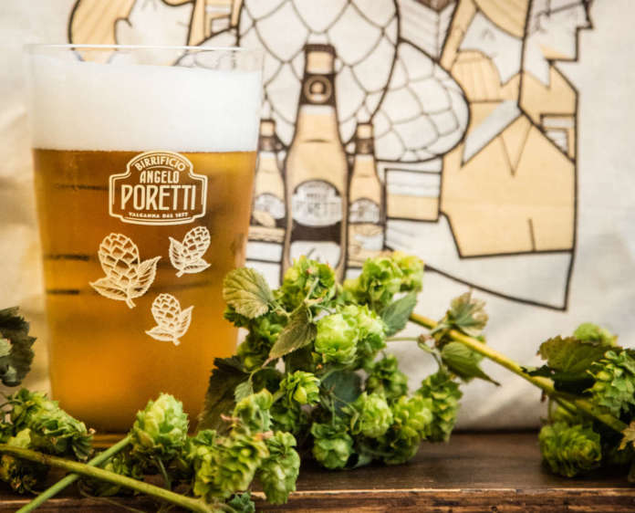 Image of a glass of 4 Luppoli Lager beer with a warm, light golden color - 4 Luppoli Lager: The Rebirth of Italian Pilsner