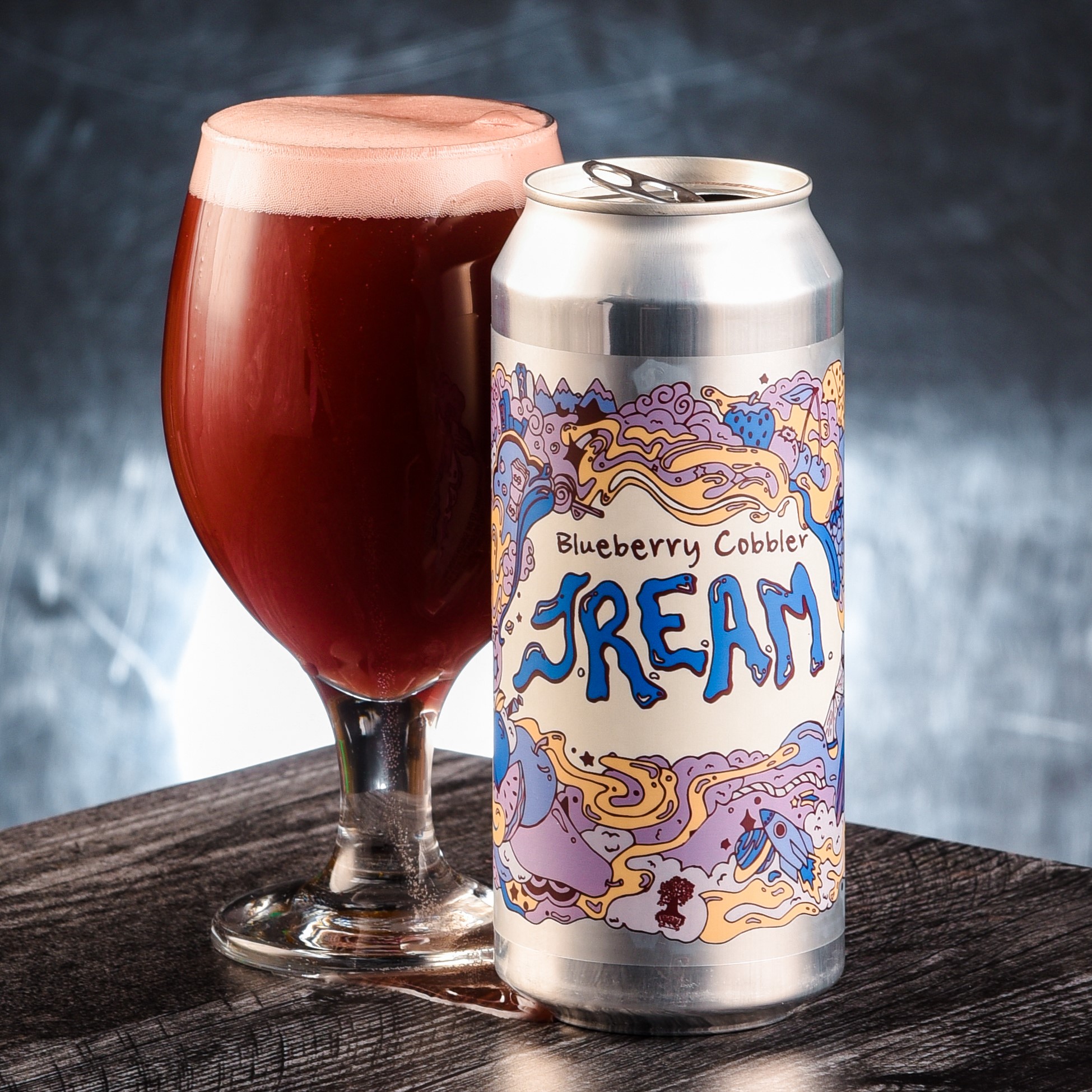 Image of a JREAM Blueberry Cobbler beer glass in a deep red color - JREAM - Blueberry Cobbler: Breaking the Beer Glass Mold