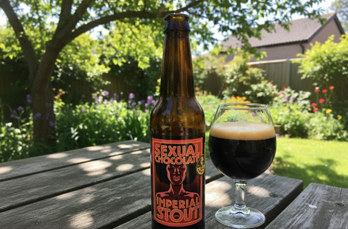 セクシャル チョコレート バレルエイジド ビールのグラスのイメージは魅力的です - セクシャル チョコレート - バレルエイジド: 冬の夜の魅惑的なダークな後味。