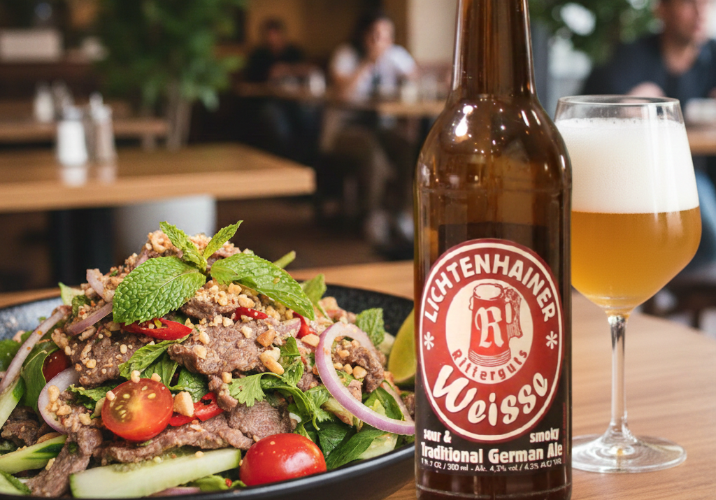 Scharfer Thai-Salat passt hervorragend zum Lichtenhainer Bier – Lichtenhainer Weisse: Die Wiederbelebung einer deutschen Bierlegende.