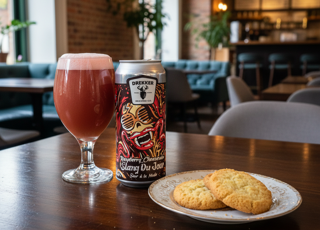 A relaxing afternoon with just a Slang Du Jour Raspberry Cheesecake and a few crispy cookies - Slang Du Jour - Raspberry Cheesecake: A Flavor for an Adventurous Soul