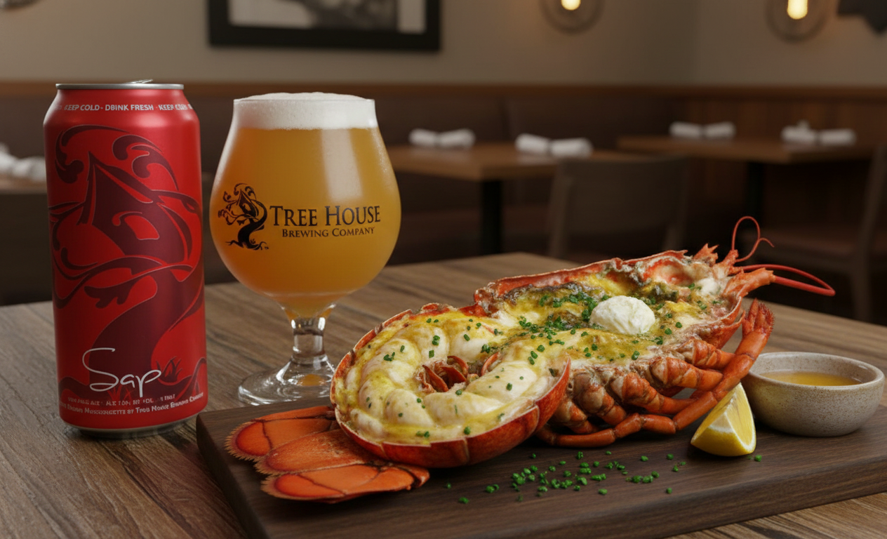 The rich, sweet flavor of lobster meat meets the refreshing fruity notes of Sap IPA, creating a powerful combination for a feast - Sap: A Drop of Beer Breathes Life into New England Legends.