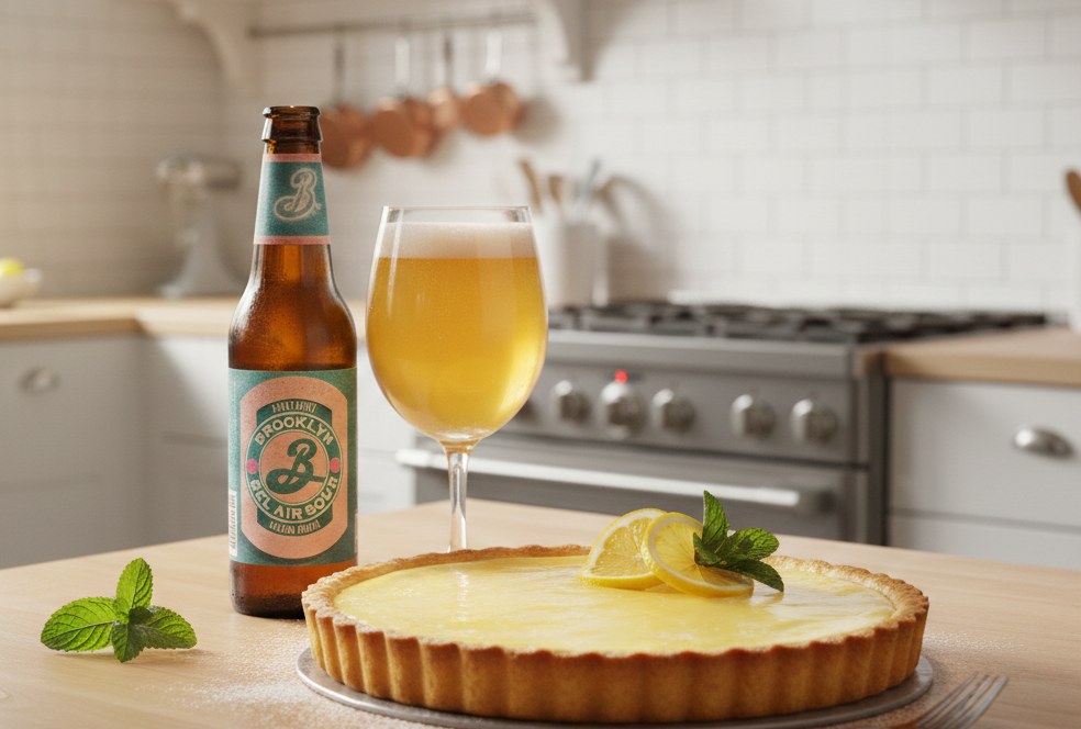 The tangy flavor of a lemon tart is the perfect companion to this beer - Bel Air Sour: A Golden Beer Evoking Summer Memories.