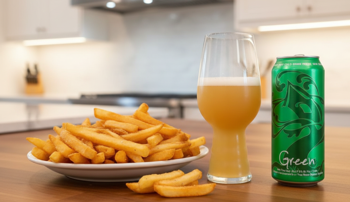 Der leichte Geschmack dieses Bieres passt hervorragend zu knusprigen, mit Rum glasierten Pommes frites – Green: Drunk in the Green Mist