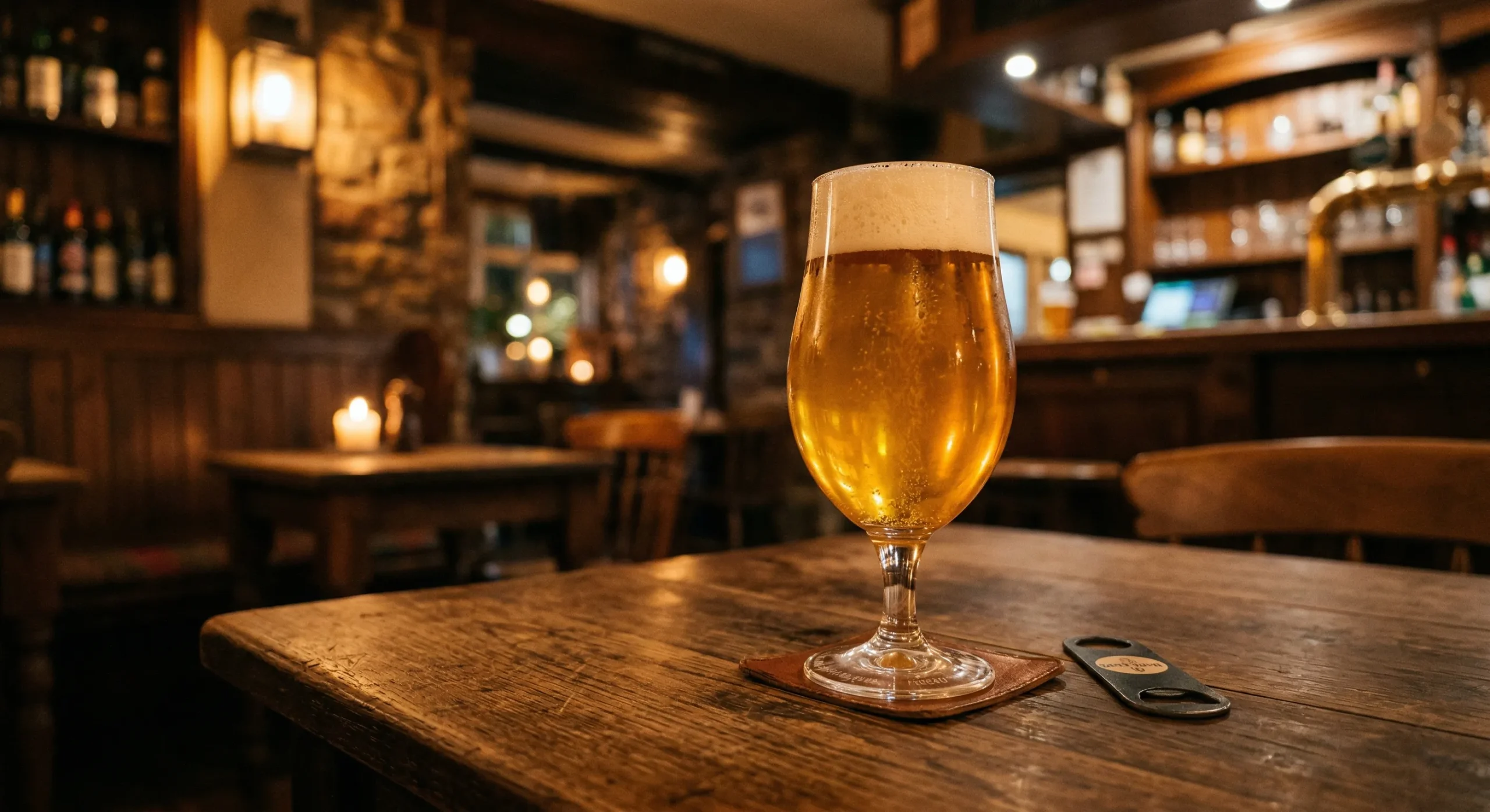 目盛りの付いたビールグラスを観察する - ビールの味わい方：一口ごとに風味を発見する。