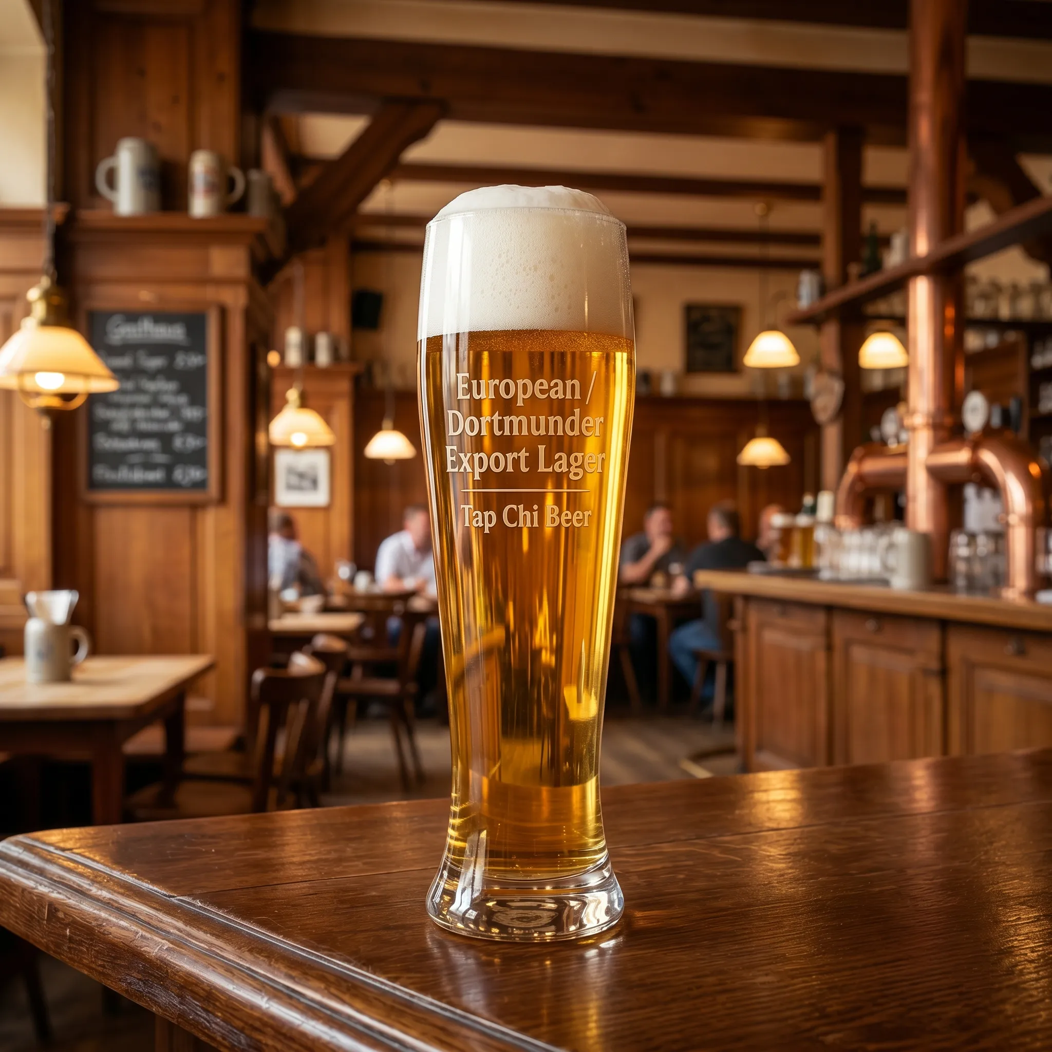 Dortmunder Export Lager – bia lager đậm vị Đức Ly Dortmunder Export Lager màu vàng sáng với bọt trắng