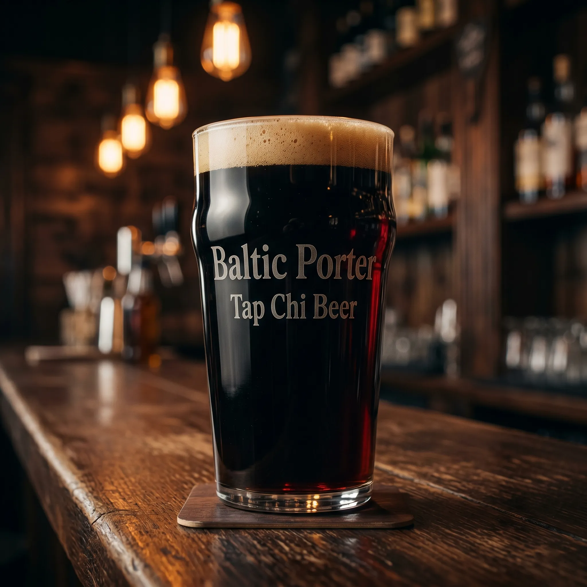 Ly Baltic Porter màu đen với bọt nâu