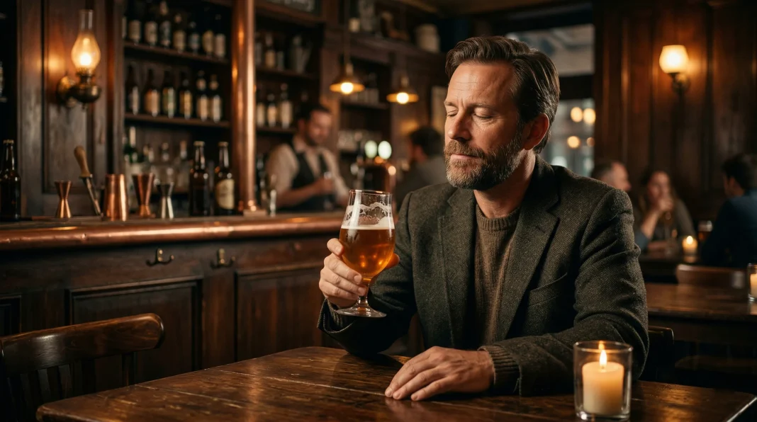 人々は昔ながらのバーで、ビールの余韻を味わうために立ち止まる。