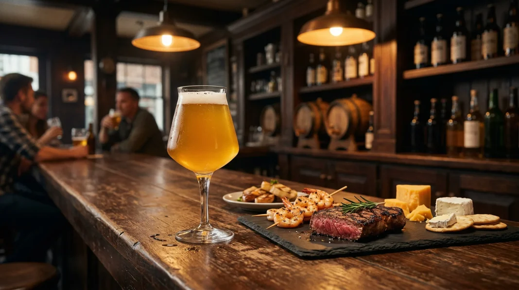 昔ながらのバーで味わう、ビールと料理のペアリング。