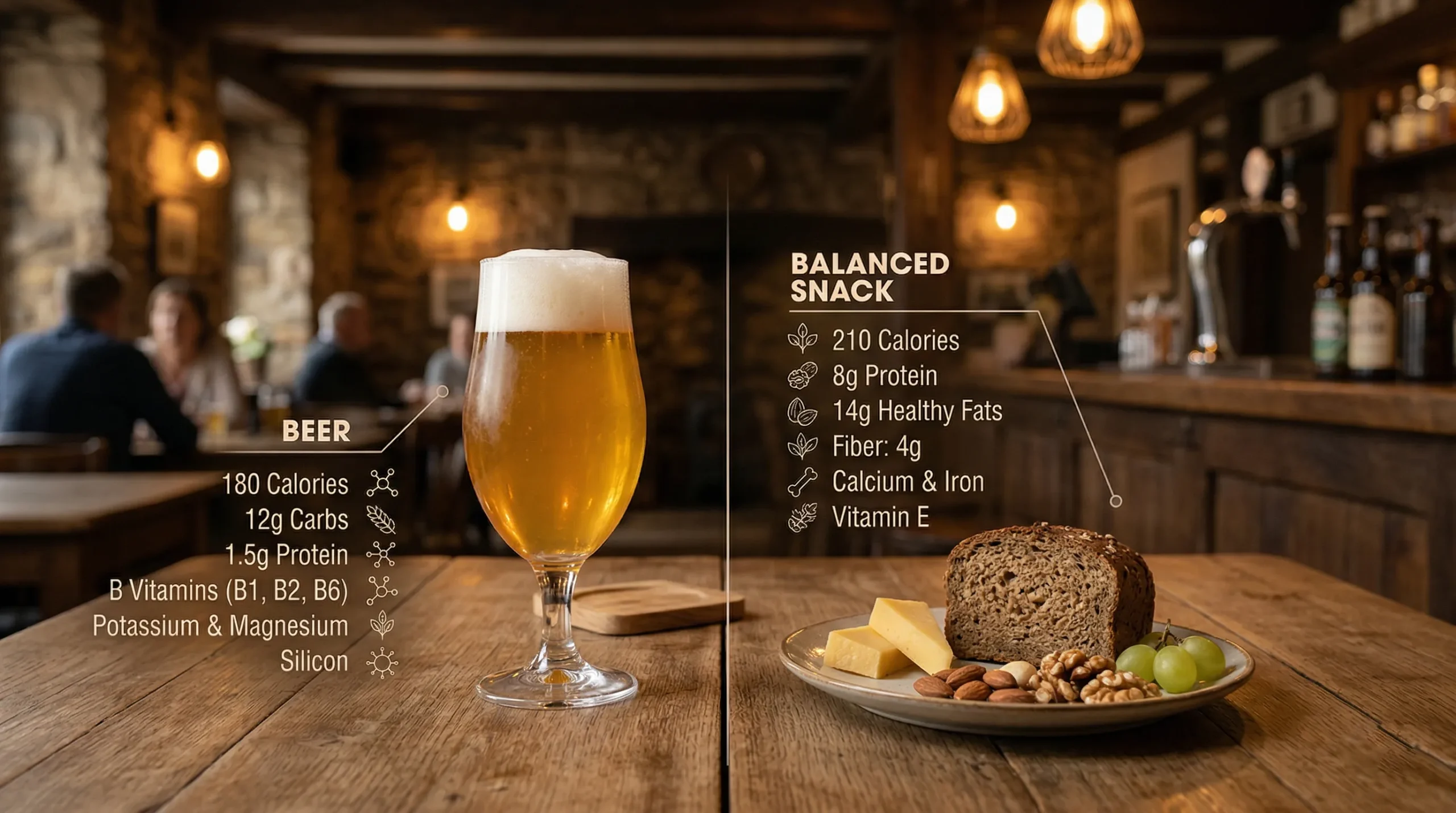 Beer vs. Food Nutrition Comparison Scaled - Responsible Beer Drinking: The Science of Alcohol and Health