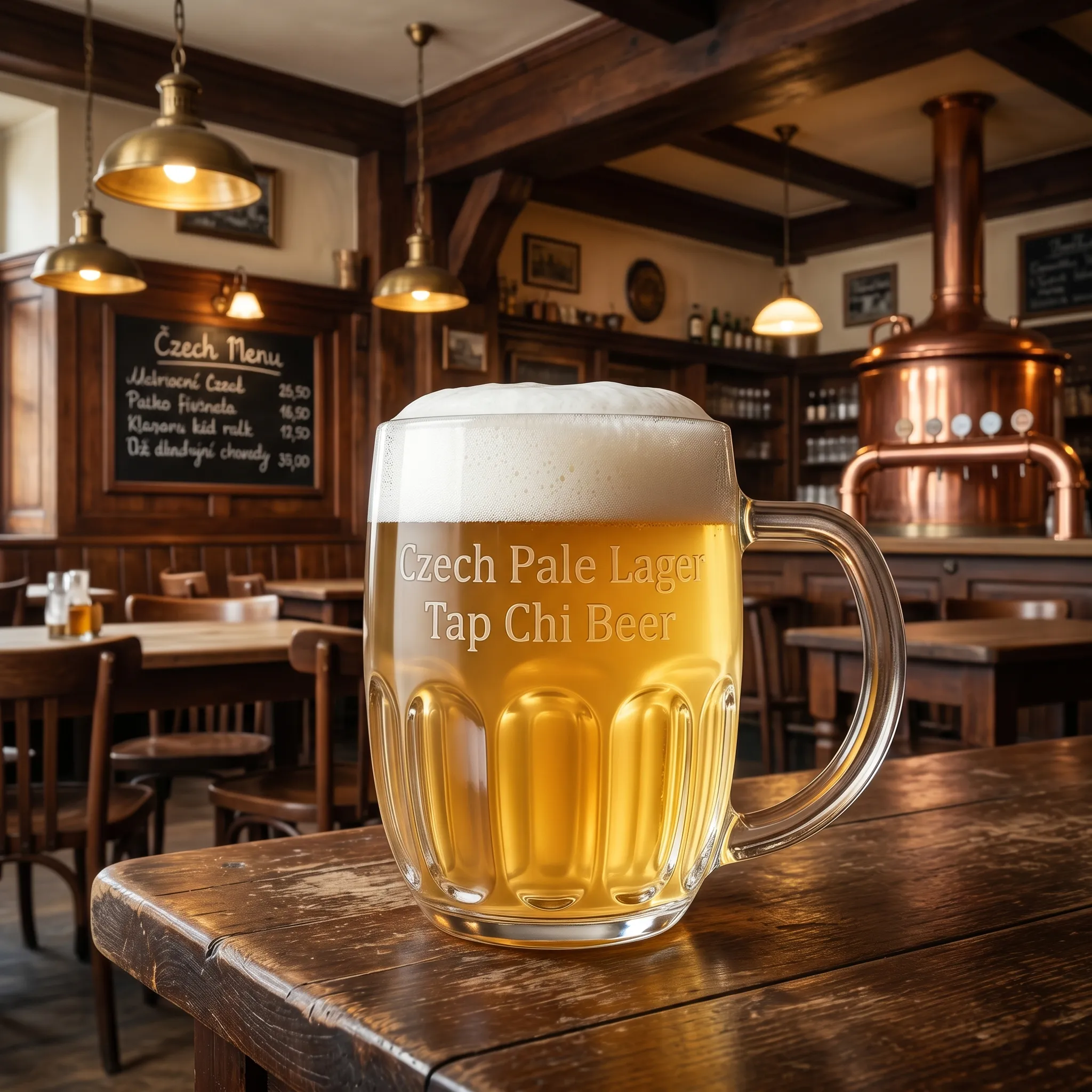 Ly Czech Pale Lager màu vàng sáng với bọt trắng