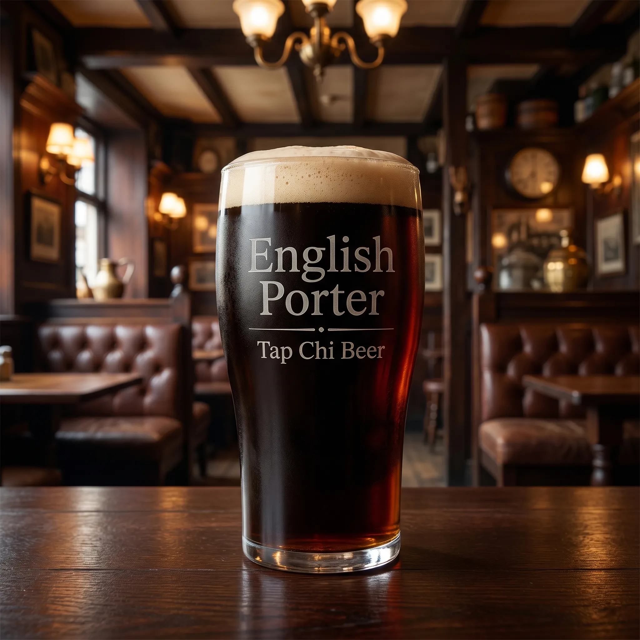 Ly English Porter màu nâu đậm với bọt be