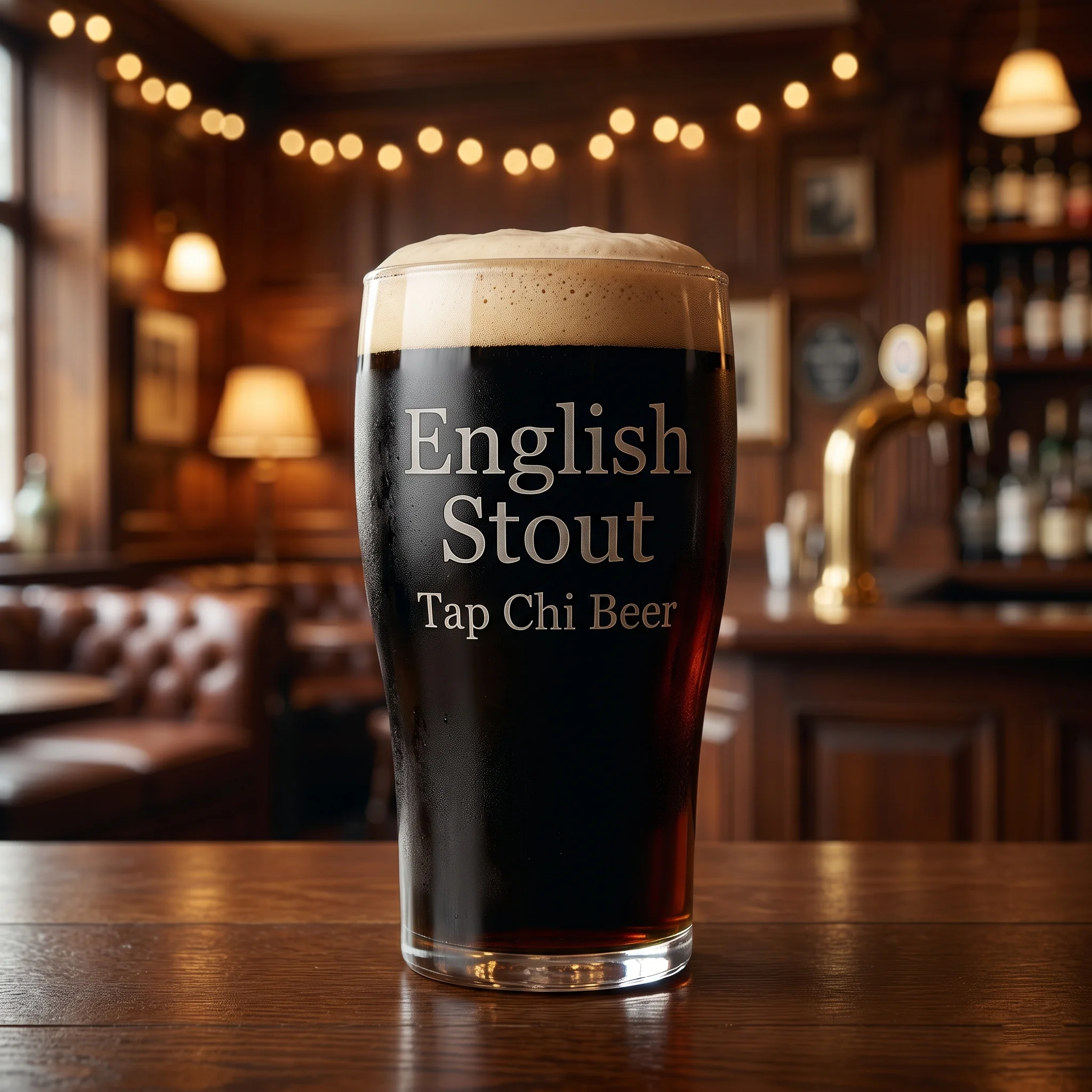 Ly English Stout màu đen với bọt nâu