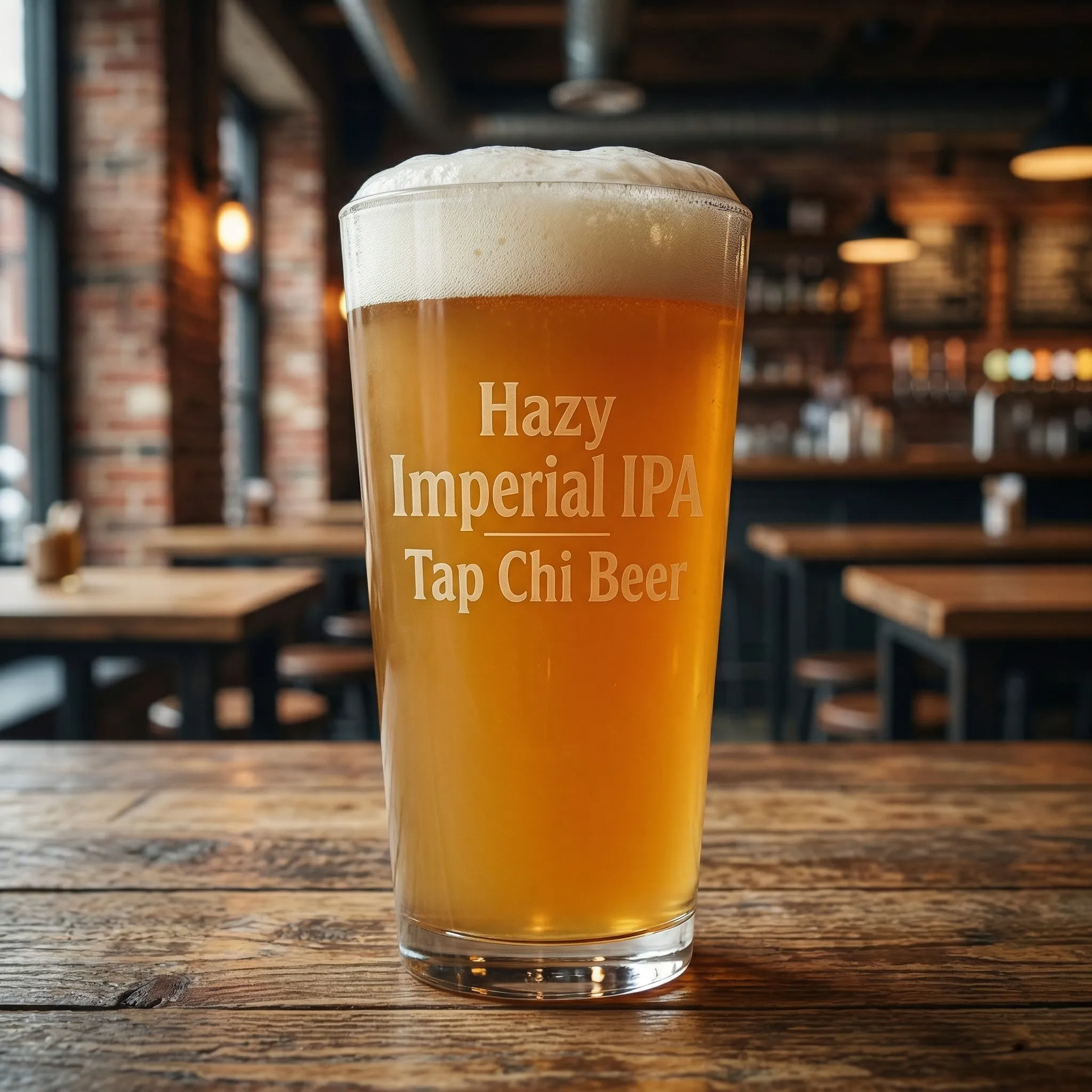 Ly Hazy Imperial IPA màu vàng đục với bọt trắng