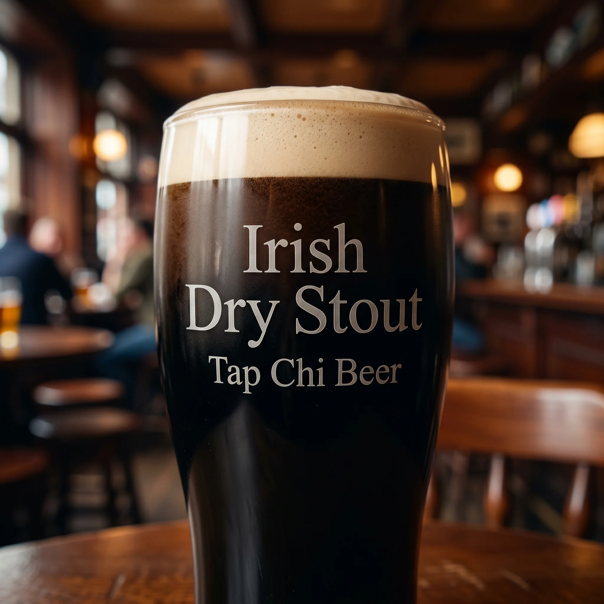Ly Irish Dry Stout với bọt mịn như kem