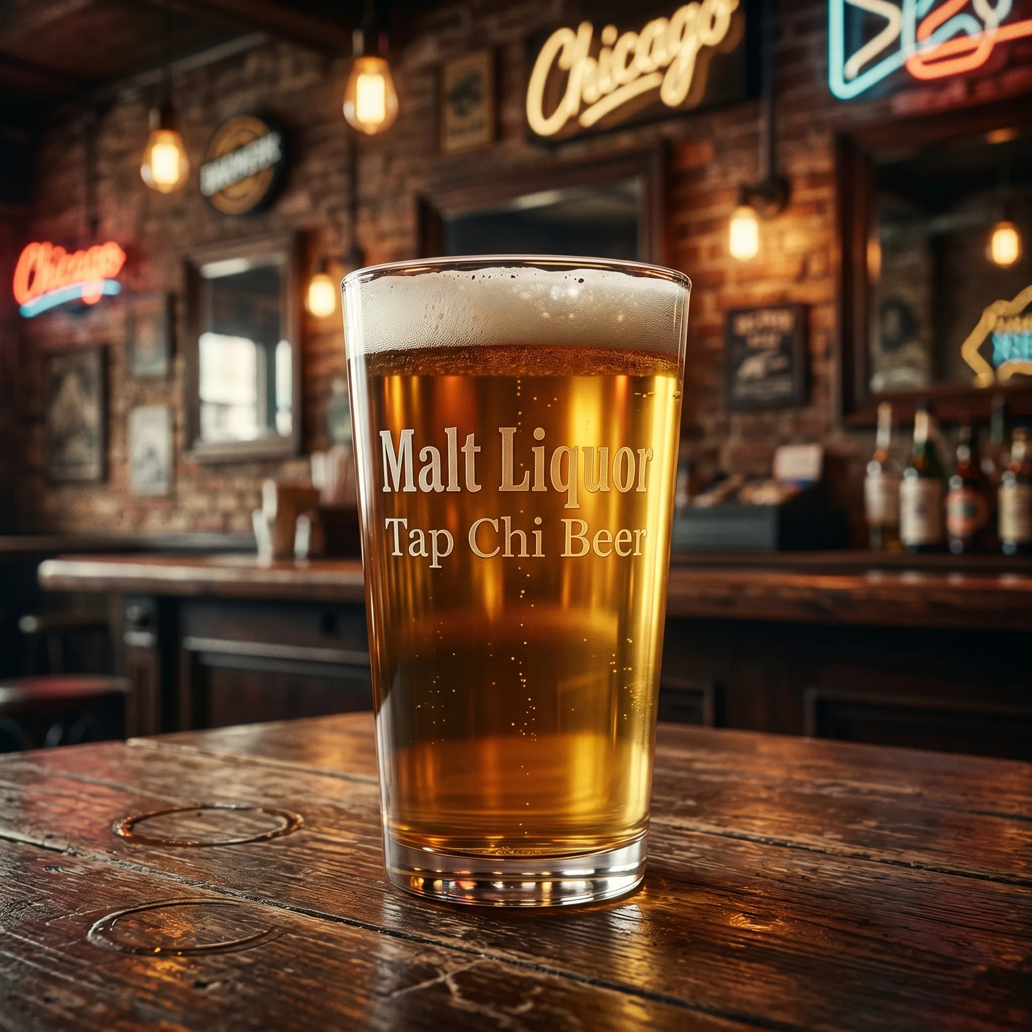 Ly Malt Liquor màu vàng với bọt trắng