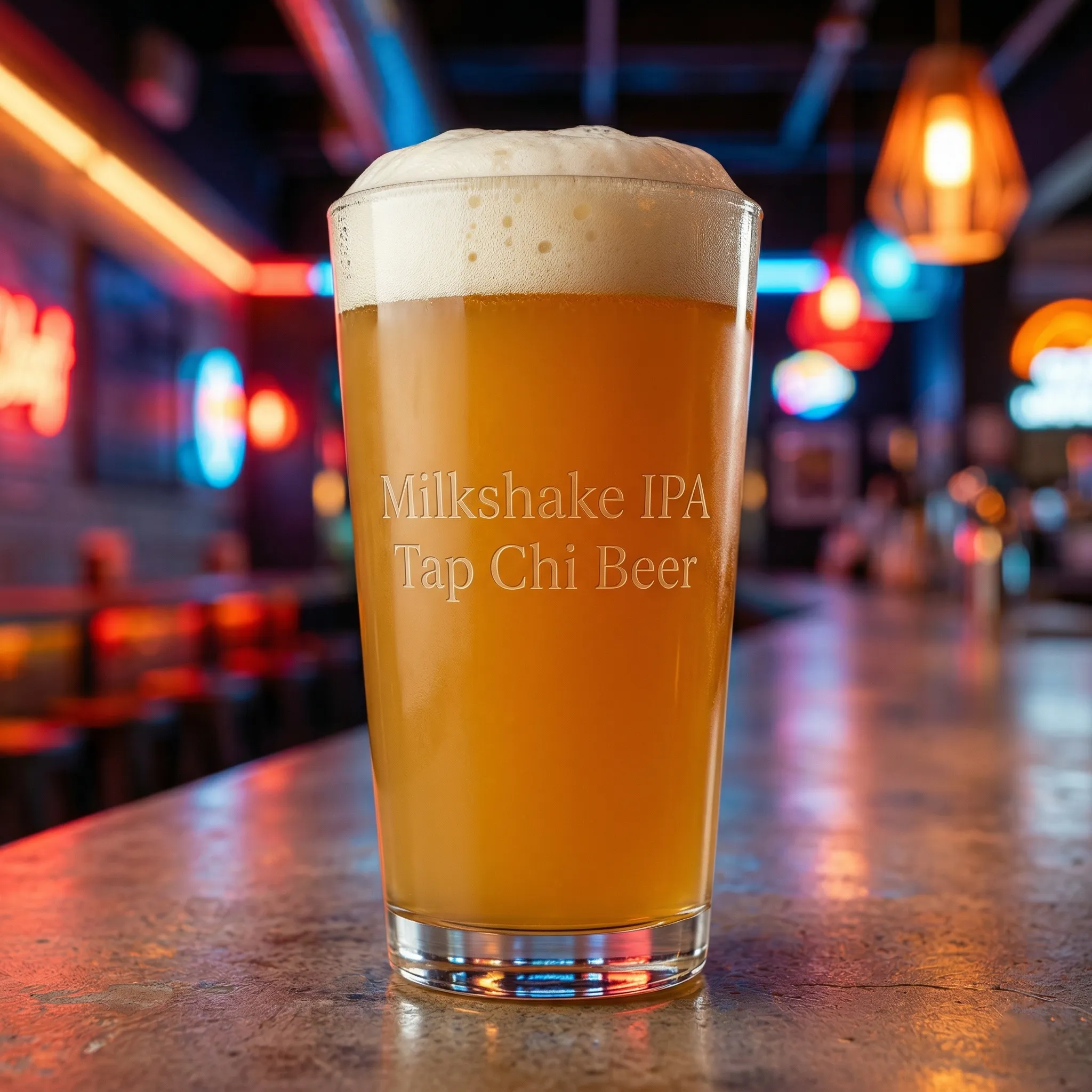 Ly Milkshake IPA màu vàng đục với bọt trắng