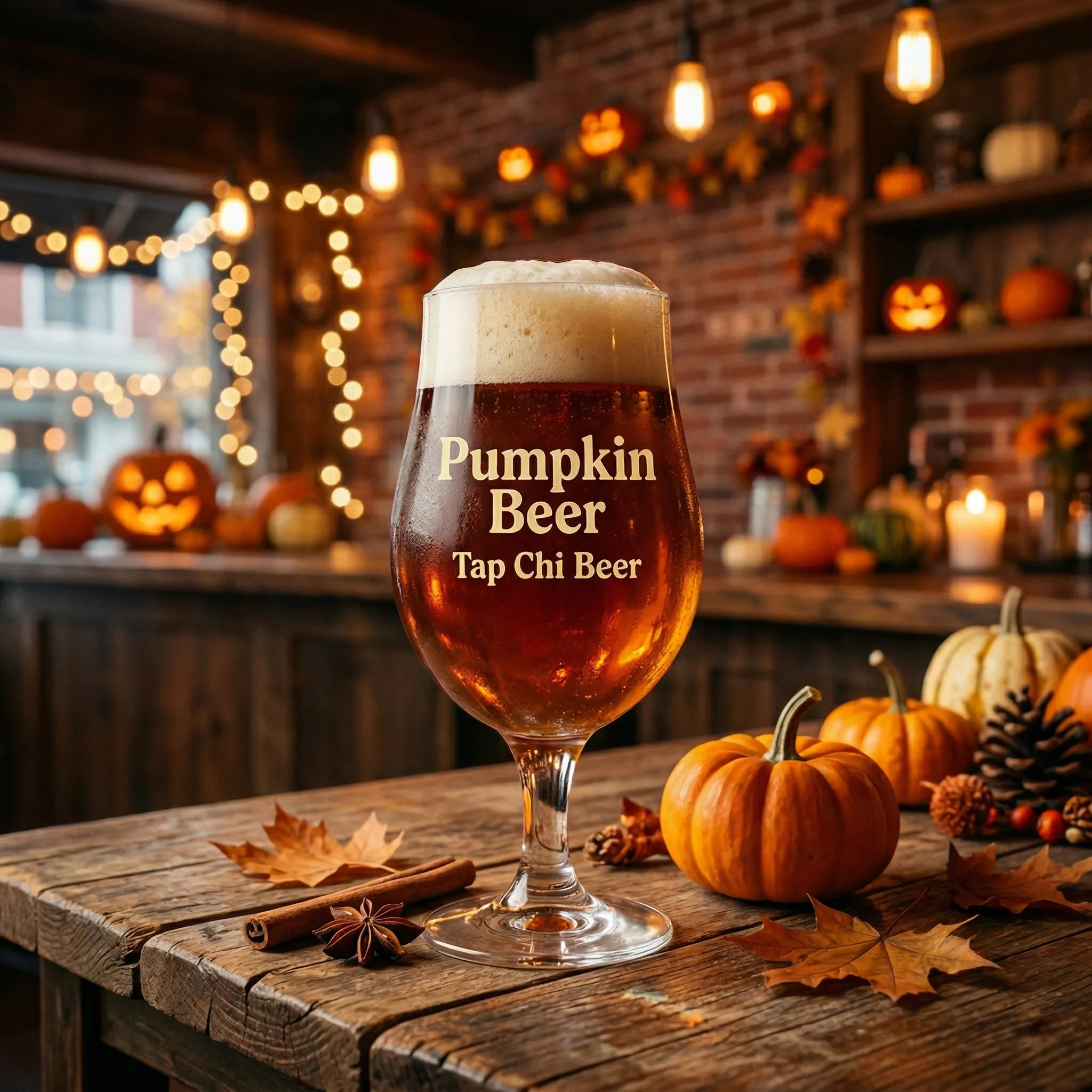 Amber Pumpkin Beer with a creamy head