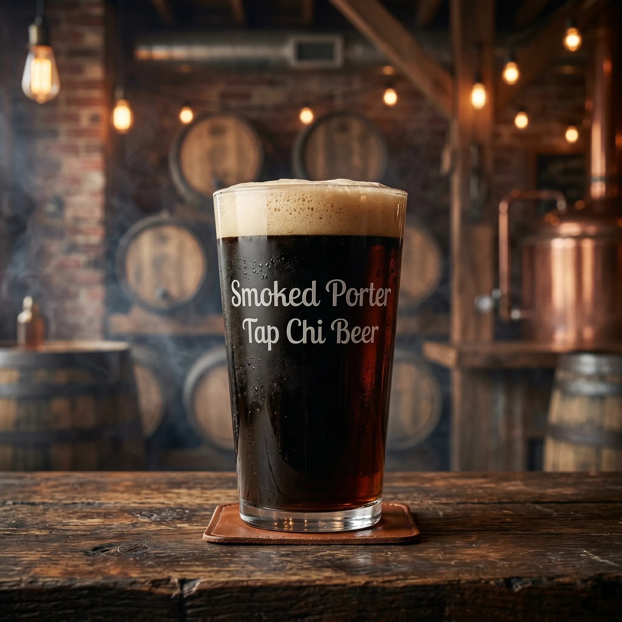 Ly Smoked Porter màu đen với bọt be