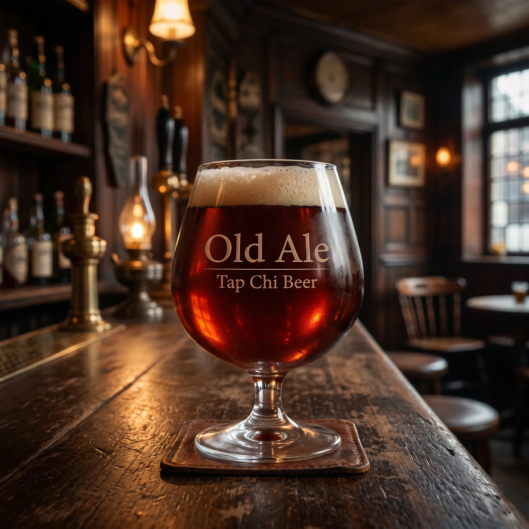 Ein rötlich-braunes Old Ale mit leichtem, cremigem Schaum.