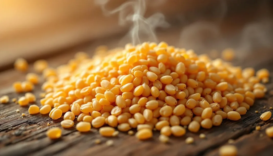 Smoked Malt — HERO_IMAGE Hạt Smoked Malt màu vàng nhạt với ánh xám từ quá trình hun khói gỗ sồi