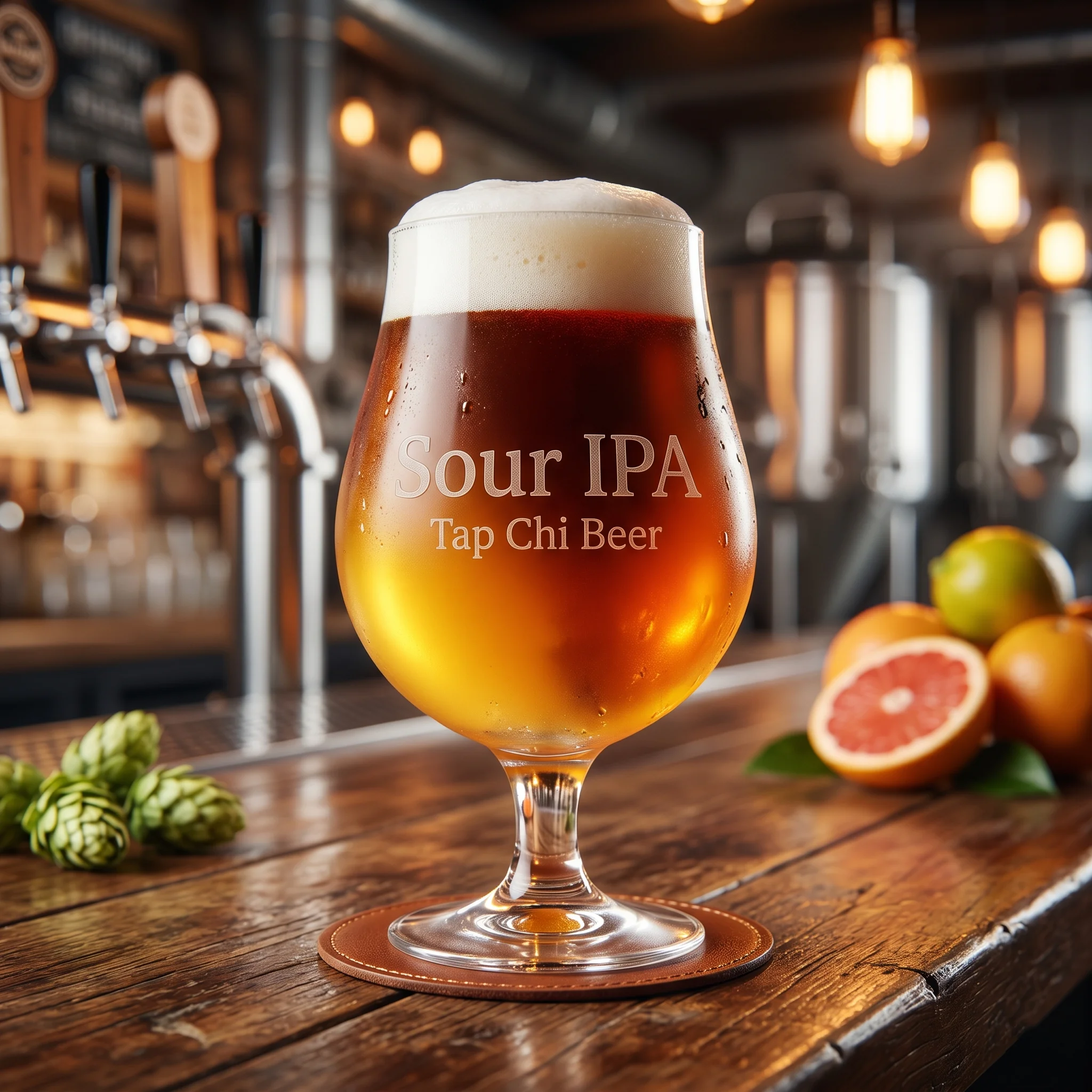 Sour IPA – sự kết hợp giữa IPA và sour beer Ly Sour IPA màu vàng cam haze với bọt trắng dày